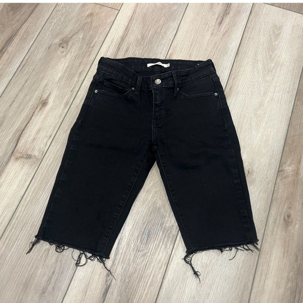 Levi's 711 Black Cut Off Jean Shorts Bermuda 25" Women
